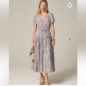 Elena puff sleeve dress in floral Crepe de Chine NEW Size Small Tall